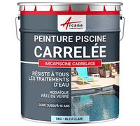 Peinture Piscine Carrelage, Mosaïque, Hydrofuge 5 kg Bleu Clair | Carrelage, Mosaïque, Hydrofuge, Lessivable, Résiste aux Uv et aux Traitements des Eaux - Arcane Industries