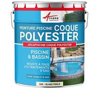 Peinture Piscine Coque Polyester et Béton 5 kg Blanc Perlé | Hydrofuge, Résiste aux Uv, Ne Jaunit Pas, Piscine Coque Polyester, Gelcoat, Béton et Ciment - Arcane Industries