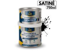 Peinture pour baignoire et salle de bain - BRICOSALVAJE - Noir Ébène - Satiné - 750ml