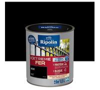 RIPOLIN - Peinture pour Fer Extérieur - Glycéro Antirouille - Sous-couche intégrée - Application directe sur Rouille - Résistante aux Intempéries, UV et Chocs - Mat - 0,5L - Noir