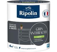 Peinture pour meubles Ripolin - Gris Anthracite - Fini Satiné - 0.5 L