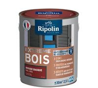 Peinture protection extrême bois - Rouge Basque RAL3004 - Satin - RIPOLIN - 2,5 L
