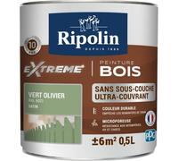 Peinture Ripolin EXTREME BOIS microporeuse satin 0.5 L vert olivier