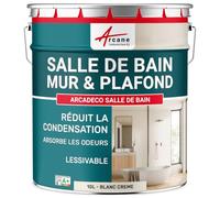 Peinture Salle de Bain Anti-Condensation Mur Plafond 10 L Blanc Crème | Anti-Condensation, Limite les Moisissures, Lessivable, Murs et Plafonds, Salle de Bain, Mat - Arcane Industries