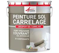 Peinture Sol Carrelage Résine Époxy - ARCAPOXY 1 kg Beige Gris | Résine Époxy Sols Carrelés, sans sous-Couche, Imperméabilise, Résiste aux Chocs, Taches et Chaleur - Arcane Industries