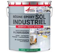 Peinture sol, résine epoxy, revêtement sol industriel et sol béton, usine, parking : Revepoxy trafic intensif Vert signalisation - RAL 6024 5 Kg (jusqu'à 10 m² en 2 couches)
