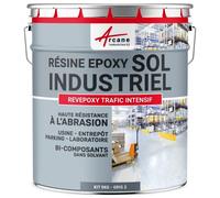 PEINTURE SOL : Résine Epoxy - Revêtement Sol Industriel et Sol Béton, usine, parking - REVEPOXY TRAFIC INTENSIF Gris 2 ral 7046 kit 5 Kg (jusqu'à 10m² pour 2 couches)