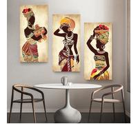 Peinture sur toile de femme noire africaine, affiche d'art ethnique pour décoration de salon, décor mural de maison, 40x80cm