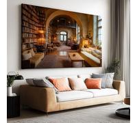Peinture Sur toile Photographie de Scène de Bibliothèque, Tableau Décoration Moderne Imprimé Sur Toile Réalisme, Affiche Sans Cadre 140 x 70 cm (L x l) Poster Mural pour Salon et Chambre Cuisine