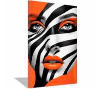 Peinture sur toile représentant une femme Femmes Élégant Tableau Affiche de pour Salle de Bain Chambre Salon(Orange 45)-60x80cm Encadrée