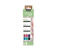 Pébéo Peinture, Rouge Piment + Rose Vif + Amarante + Cyan + turquoise + Noir d'encre, Assortiment de 6 Flacons de 20 ml