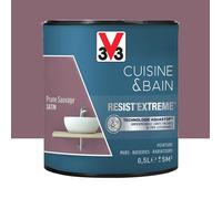 Peinture V33 Cuisine & Bain Resist'Extreme Satin Prune Sauvage 0,5 L