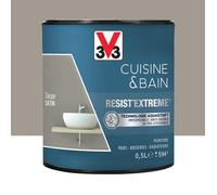 V33 Peinture multi-supports monocouche Cuisine & Bain Resist'Extrême® Satin, Taupe, 0,5L
