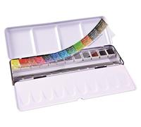 Peintures aquarelles, ensemble de 12 demi-pots dans une boîte en métal