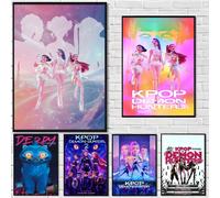 Peintures décoratives KPop Demon Hunters, calligraphie, art mural HD, décoration de chambre, maison, imperméable, salon, bar White4