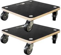 Pejevir 2 Pcs Chariots à roulettes, Carré Chariots Plateforme en Bois Charge 250KG, 38 x 38 cm Socle Roulant avec Plaque Antidérapante, Chariot de Transport pour Table Meuble Plante Canapé