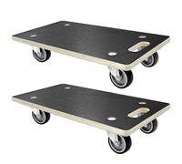 Pejevir 2 Pcs Chariots roulettes, Rectangulaire Chariots Plateforme en Bois, 58 x 29 cm Socle Roulant avec Plaque Antidérapante, Charge 250KG Chariot de Transport pour Table Meuble Plante Canapé