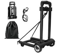 Pejevir Chariot de Transport Pliable, Chariot à Plateforme 50 kg, Diable Pliable Compact avec Poignée Télescopique pour Transport, Déménagement, Usage Maison et Bureau