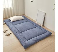 PEKMAR Matelas Futon Japonais Épais, Tissu Brossé de 4 cm, Rembourrage en Coton Dur, Absorbant l'Humidité et Respirant, Bleu, 90x190 cm