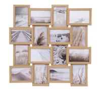 Pêle-mêle en MDF 16 photos effet nature - Longueur 58 cm x Hauteur 58 cm - Beige