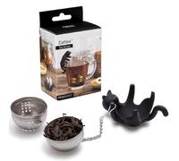 PELEG DESIGN Cattea Infuseur à Thé Chat - Boule à Thé Originale en Acier Inoxydable pour Thé en Vrac, avec Support Antigoutte, Idée Cadeau Insolite pour Amateurs de Thé et Chats, Noir