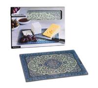 PELEG DESIGN Rugboard Mini Planche à Découper en Verre - Petit Plateau de Service Motif Tapis, Dessous de Plat Design & Hygiénique, Verre Trempé Haute Résistance, Décoratif, 19 x 28 cm