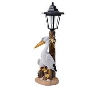 Pelican Lanterne de jardin LED avec lumière solaire - Jolie sculpture - Décoration pour extérieur, cour, balcon, porche, terrasse et piscine (lumière hexagonale)