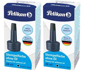 Pelikan 351197 Encre à tampon encreur sans huile 28 ml (Noir) (Lot de 2)