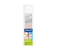 Pelikan - 718163 - Set De Pinceaux Pour Débutant - 3 pinceaux à poils fins : tailles 2, 4 et 6 - 2 pinceaux brosse n°613F : tailles 6 et 10