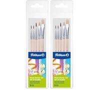 Pelikan - 718163 - Set De Pinceaux pour Débutant - 3 pinceaux à Poils Fins : Tailles 2, 4 et 6-2 pinceaux Brosse n°613F : Tailles 6 et 10 (Lot de 2)