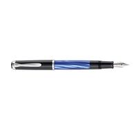 Pelikan 801867 stylo plume à piston M205 marbré bleu, ressort F dans une boîte pliante