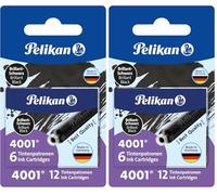 Pelikan Cartouches d'encre TP/6, Noir Brillant, 2x6 Sur Carte Blister (Lot de 2)