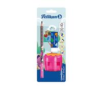 Pelikan Combino® Lot de crayons d'apprentissage de l'écriture, gomme et taille-crayon Rose