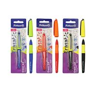 Pelikan Erase 2.0 Stylo Roller Effaçable Ergonomique, Encre Noir, Rouge et Bleu, pour Droitier et Gaucher, École, Rechargeable, 3 Pièces