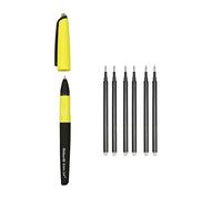 Pelikan Erase 2.0 Stylo Roller Effacable Ergonomique Encre Noire pour Droitier et Gaucher École Rechargeable, 6 recharges incluses