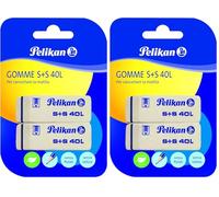 Pelikan Gommes à effacer S+S40, caoutchouc blanc doux, pour crayon en graphite, convient pour dessin technique artistique et usage scolaire, lot de 4