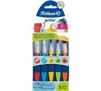 Pelikan Set de pinceaux scolaires Griffix – 5 pièces – Poils synthétiques, forme triangulaire