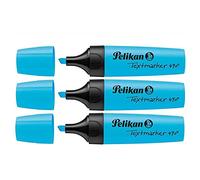 Pelikan® Surligneur 490 | Lot de 10 pièces | Confort d'écriture | Facile à ouvrir | 3 épaisseurs de cerclage | Encre à base d'eau | Fluorestence élevée et Transparence | Bleu