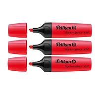 PELIKAN Lot de 3 Surligneurs Textmarker 490 Pte biseautée 1-5 mm Rouge fluo