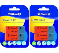 Pelikan Lot de 4 gommes à effacer BR40 en caoutchouc blanc pour crayon, crayons, encre et stylos à bille, convient pour dessin technique artistique et usage scolaire,