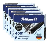 Pelikan Lot De 5 Etuis De 6 Cartouches D'encre 4001 Tp/6 Noir