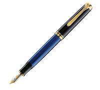Pelikan Souverän M400 Stylo-plume, noir/bleu, plume en or 14 carats, à piston, avec étui cadeau