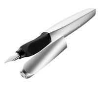Pelikan Stylo plume 947101 Twist dans une boîte pliante, universel pour droitiers et gauchers, ressort M, argenté