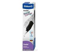 Pelikan Twist Color Edition Stylo-plume en acier inoxydable avec cartouche d'encre, largeur de trait M, noir/blanc