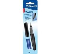 Pelikan Twist Stylo-plume Noir avec 2 Cartouches d'encre Bleu