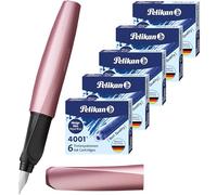Pelikan Twist Stylo plume en acier inoxydable avec cartouche d'encre Girly Rose Largeur de trait M