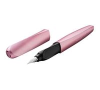 Pelikan Twist Stylo plume rose métallisé - Pointe moyenne - Ergonomique - Rechargeable