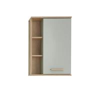 Pelipal Quickset 963 Armoire Murale de Salle de Bain en Imitation Sauge/chêne Riviera transversale, 50,5 cm de Large, Armoire Murale de Salle de Bain avec 1 Porte et 2 étagères en Verre