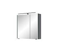 Pelipal Série 7045 armoire à miroir SEEA02473L138BA LED plus éclairage supérieur, deux portes, noir, 70 cm
