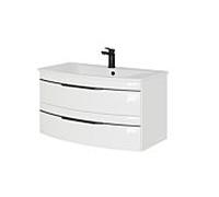 Pelipal Série 7045 ensemble lavabo SET-167-036 Weiß Hochglanz / blanc brillant, poignées noires 91 cm
